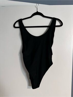 aerie Black Low Back One-Piece Swimsuit
